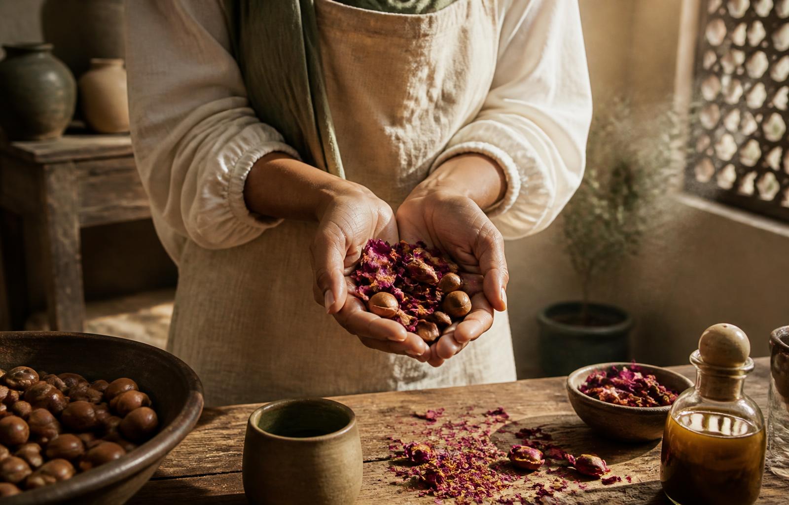 Les ingrédients dans un atelier marocain